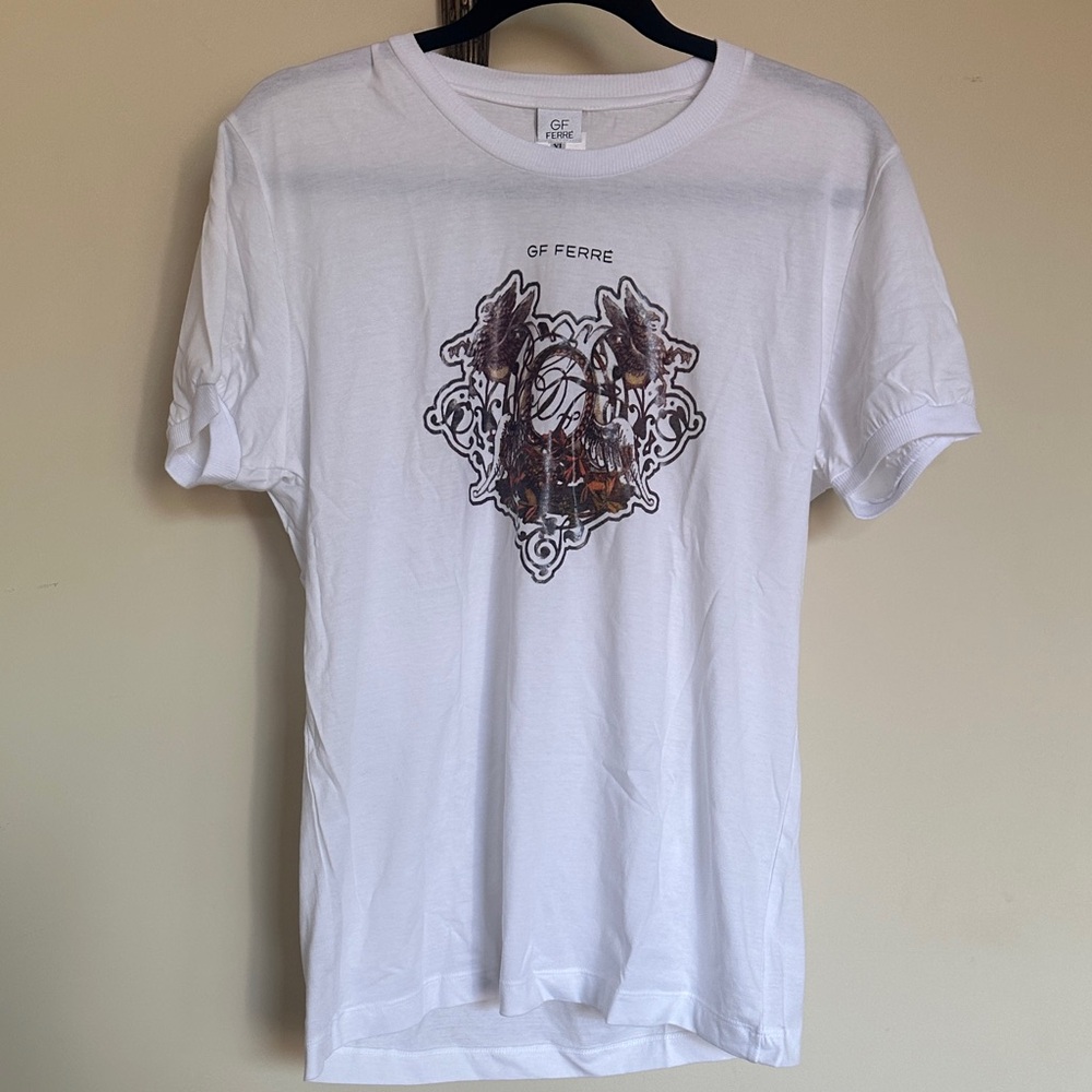 Gianfranco Ferre White Graphic Short Sleeve Tee